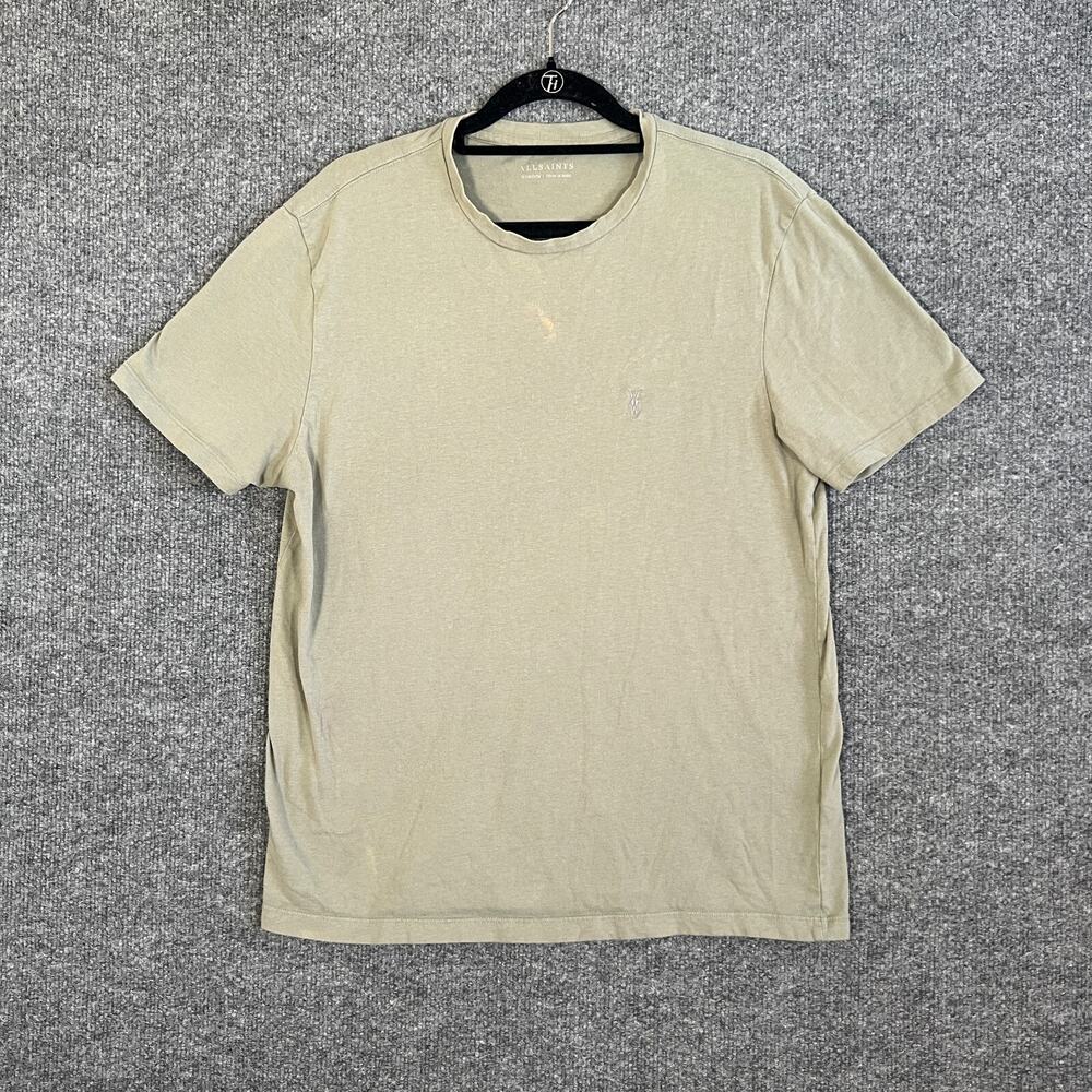 Allsaints Shirt Mens Medium Green Short Sleeve Tshirt‎ Crewneck Stretch Flaw